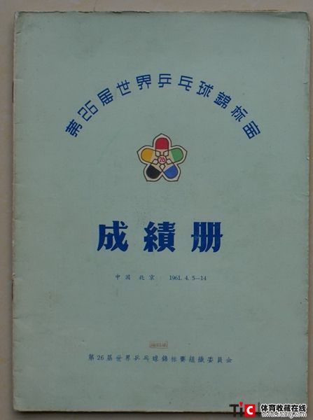 abg1961年北京世界乒乓球锦标赛成绩册（1本）2112
