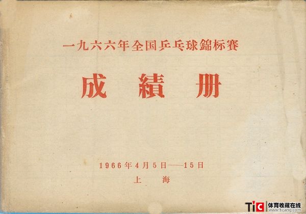 abg1966年全国乒乓球锦标赛成绩册（1本）2119