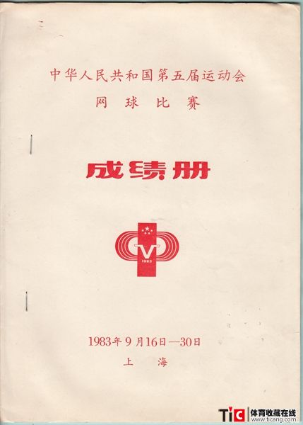 au1983年全运会网球比赛成绩册（1本）4768
