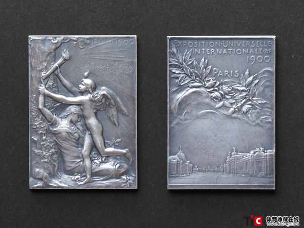 bca1900年巴黎世博会矩形镀银铜章2143